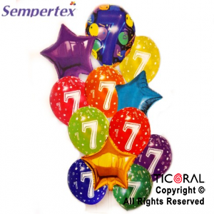 SET DE GLOBOS NUMEROS MULTICOLOR NRO 7 12 UNIDADES X 1